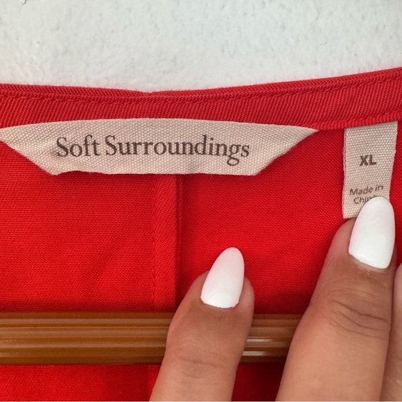 Soft Surroundings Belted Wrap Hi Low Orange Dress Sz XL - Picture 8 of 12